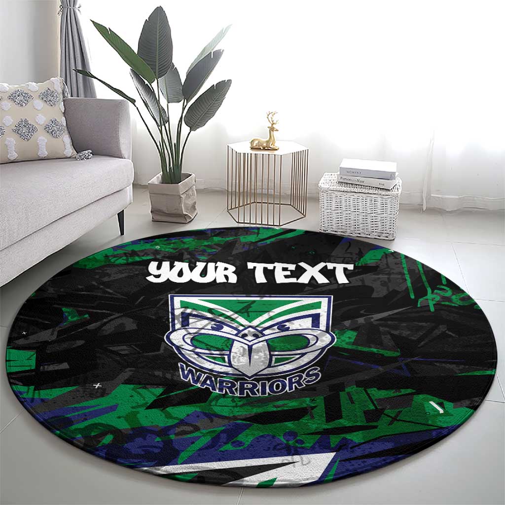 Personalized New Zealand Warriors Round Carpet Graffiti Grunge Abstract Urban Street Style Design