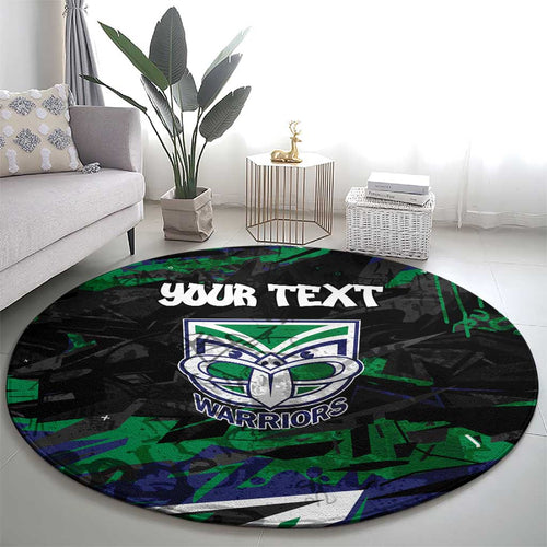 Personalized New Zealand Warriors Round Carpet Graffiti Grunge Abstract Urban Street Style Design