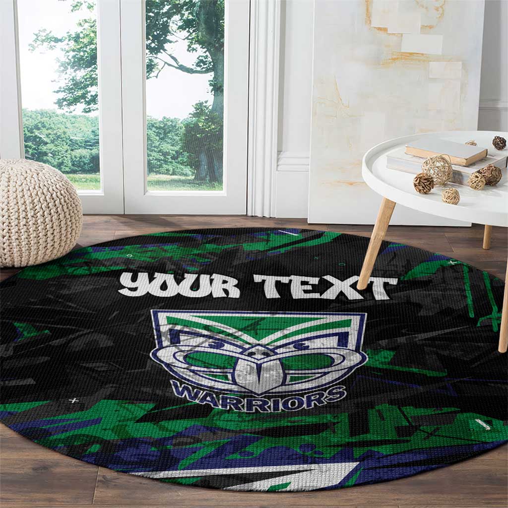 Personalized New Zealand Warriors Round Carpet Graffiti Grunge Abstract Urban Street Style Design