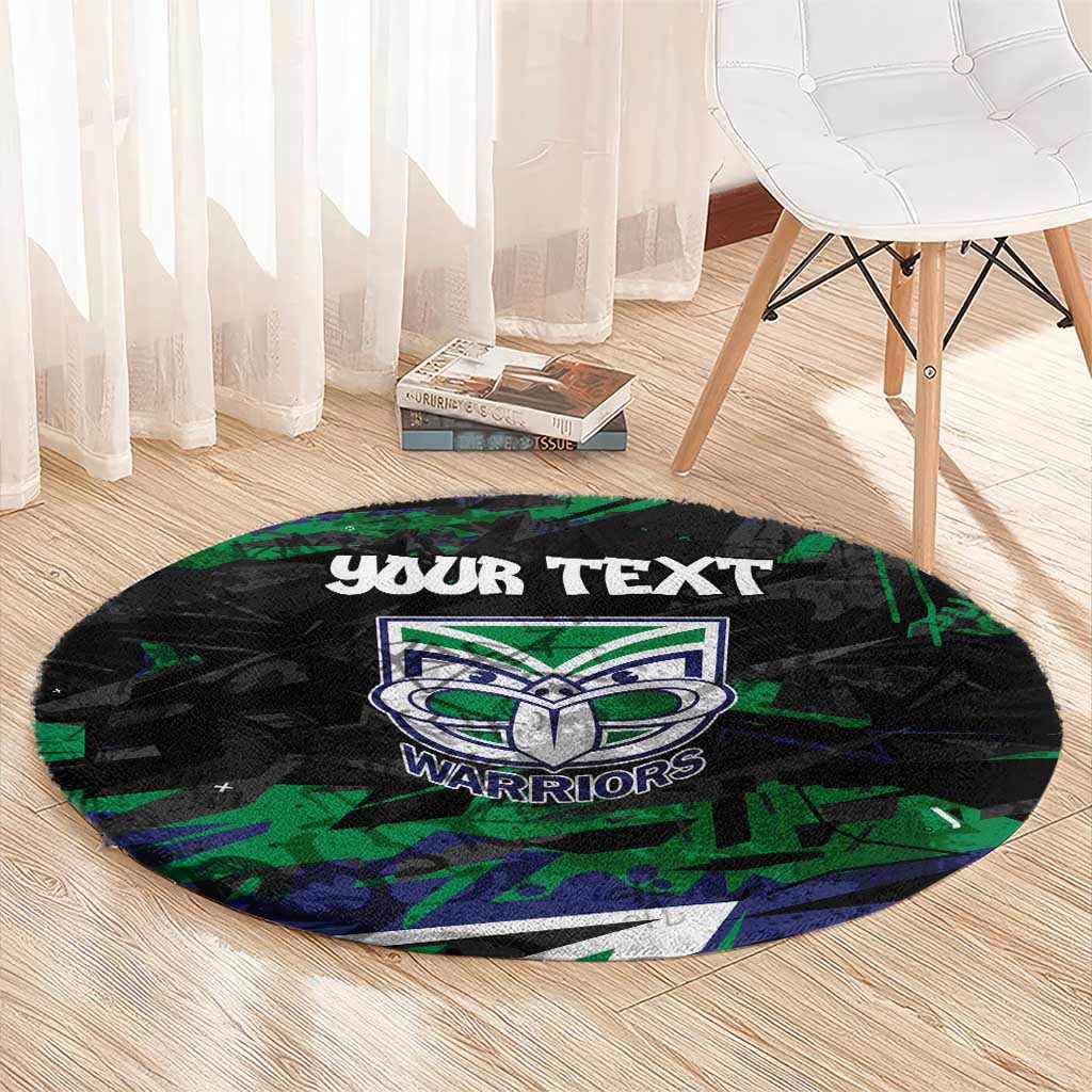 Personalized New Zealand Warriors Round Carpet Graffiti Grunge Abstract Urban Street Style Design