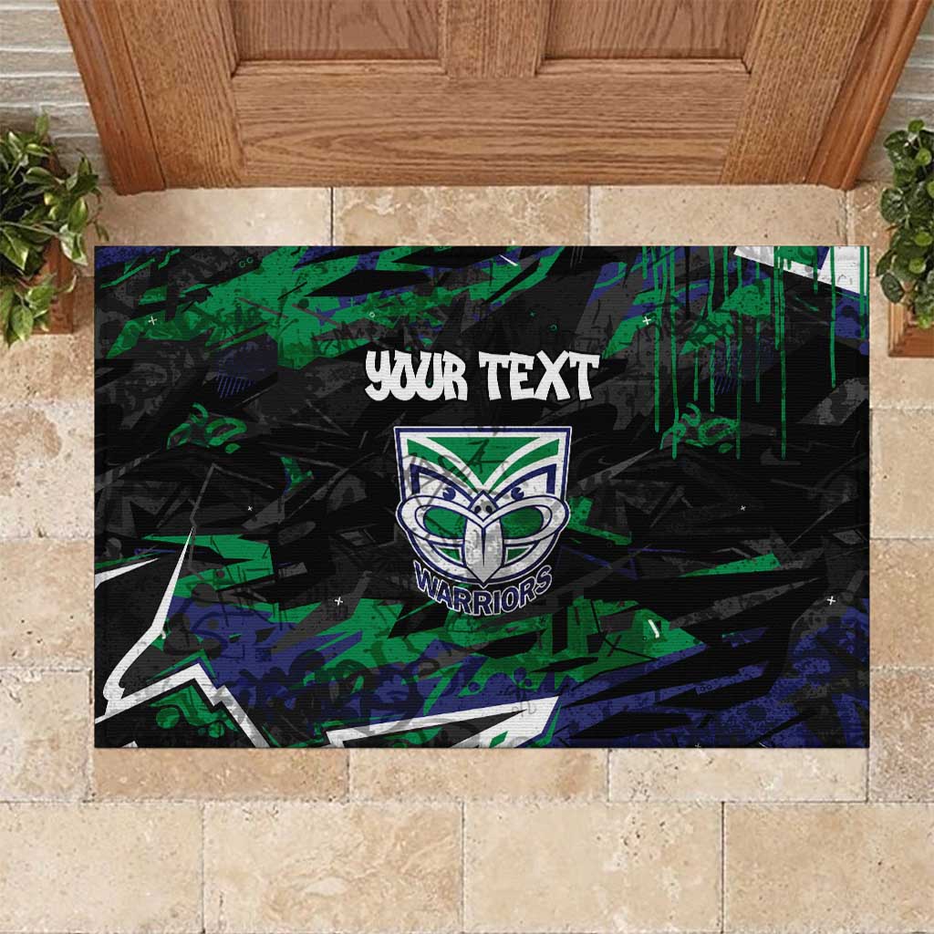 Personalized New Zealand Warriors Rubber Doormat Graffiti Grunge Abstract Urban Street Style Design