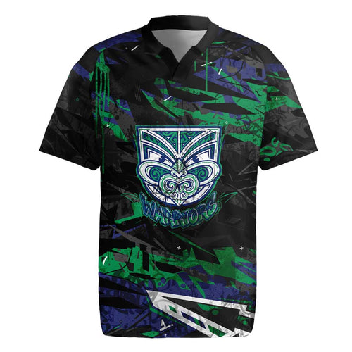 Personalized New Zealand Warriors Rugby Jersey Graffiti Grunge Abstract Urban Street Style Design