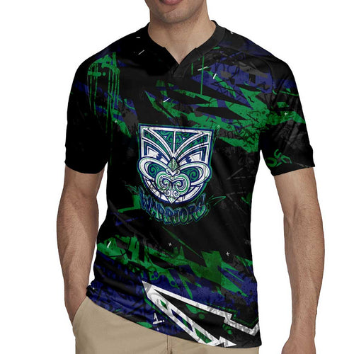 Personalized New Zealand Warriors Rugby Jersey Graffiti Grunge Abstract Urban Street Style Design
