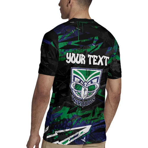 Personalized New Zealand Warriors Rugby Jersey Graffiti Grunge Abstract Urban Street Style Design