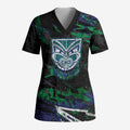 Personalized New Zealand Warriors Scrub Top Graffiti Grunge Abstract Urban Street Style Design