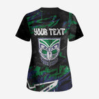 Personalized New Zealand Warriors Scrub Top Graffiti Grunge Abstract Urban Street Style Design
