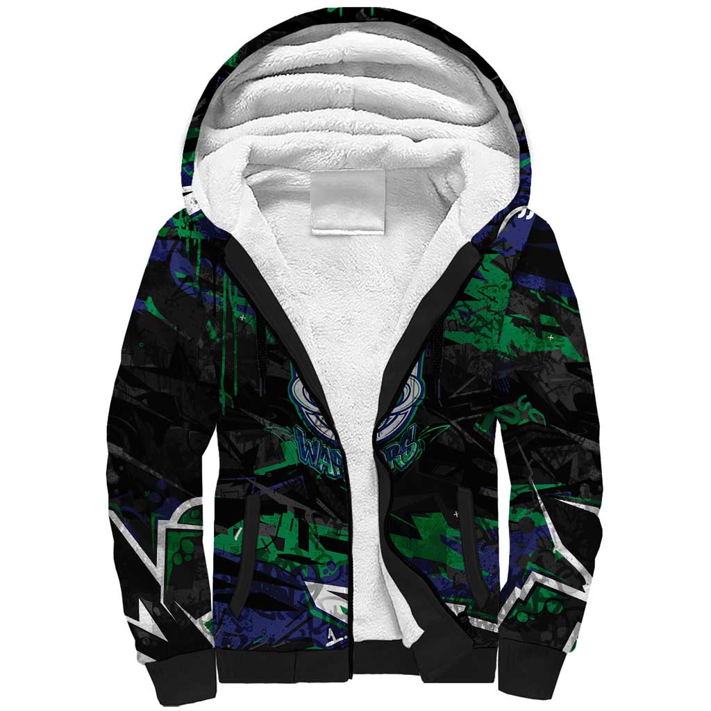 Personalized New Zealand Warriors Sherpa Hoodie Graffiti Grunge Abstract Urban Street Style Design