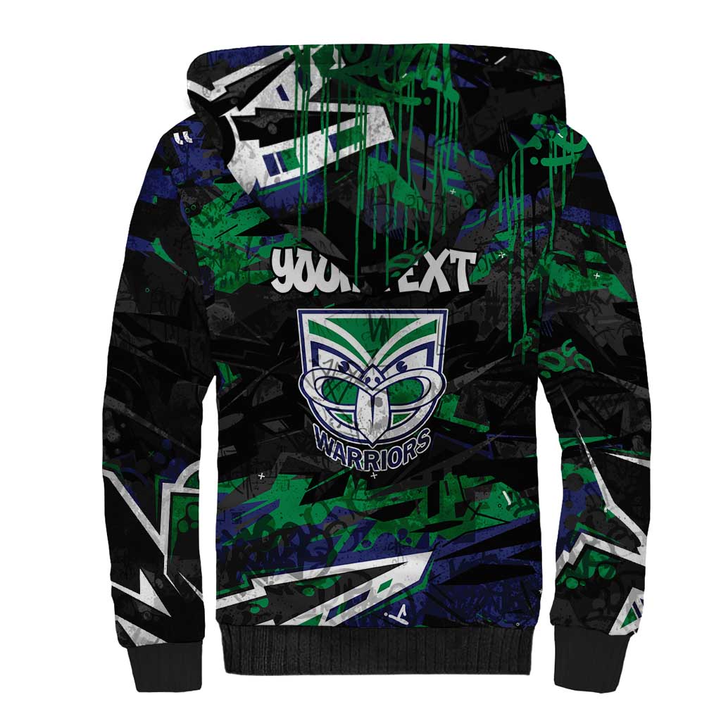 Personalized New Zealand Warriors Sherpa Hoodie Graffiti Grunge Abstract Urban Street Style Design