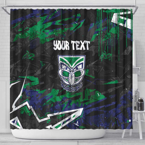 Personalized New Zealand Warriors Shower Curtain Graffiti Grunge Abstract Urban Street Style Design