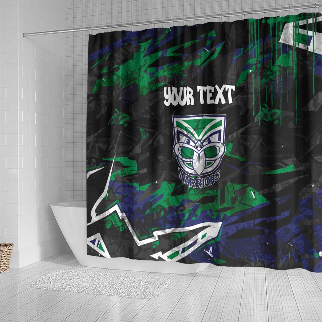 Personalized New Zealand Warriors Shower Curtain Graffiti Grunge Abstract Urban Street Style Design