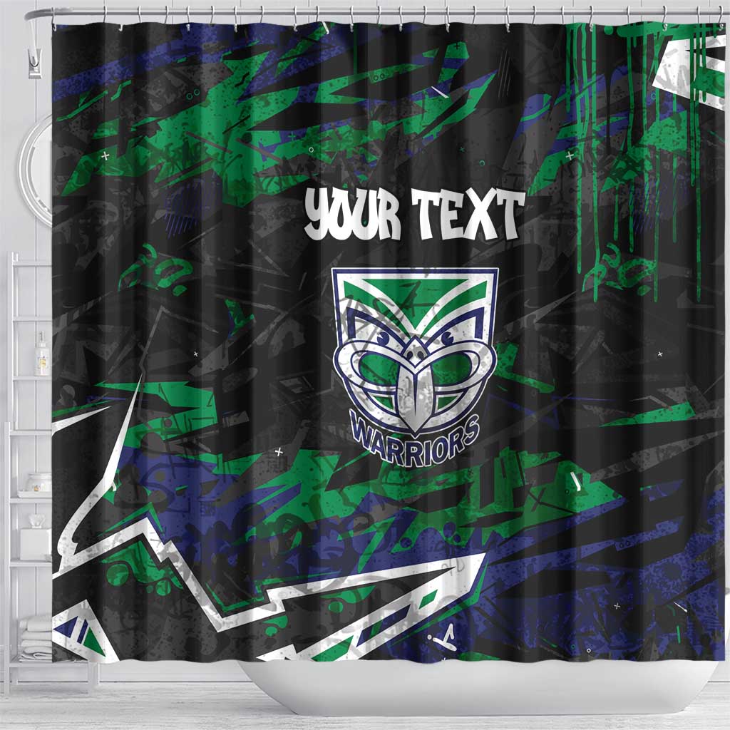 Personalized New Zealand Warriors Shower Curtain Graffiti Grunge Abstract Urban Street Style Design
