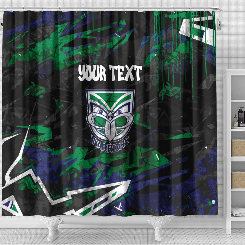 Personalized New Zealand Warriors Shower Curtain Graffiti Grunge Abstract Urban Street Style Design