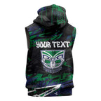 Personalized New Zealand Warriors Sleeveless Hoodie Graffiti Grunge Abstract Urban Street Style Design