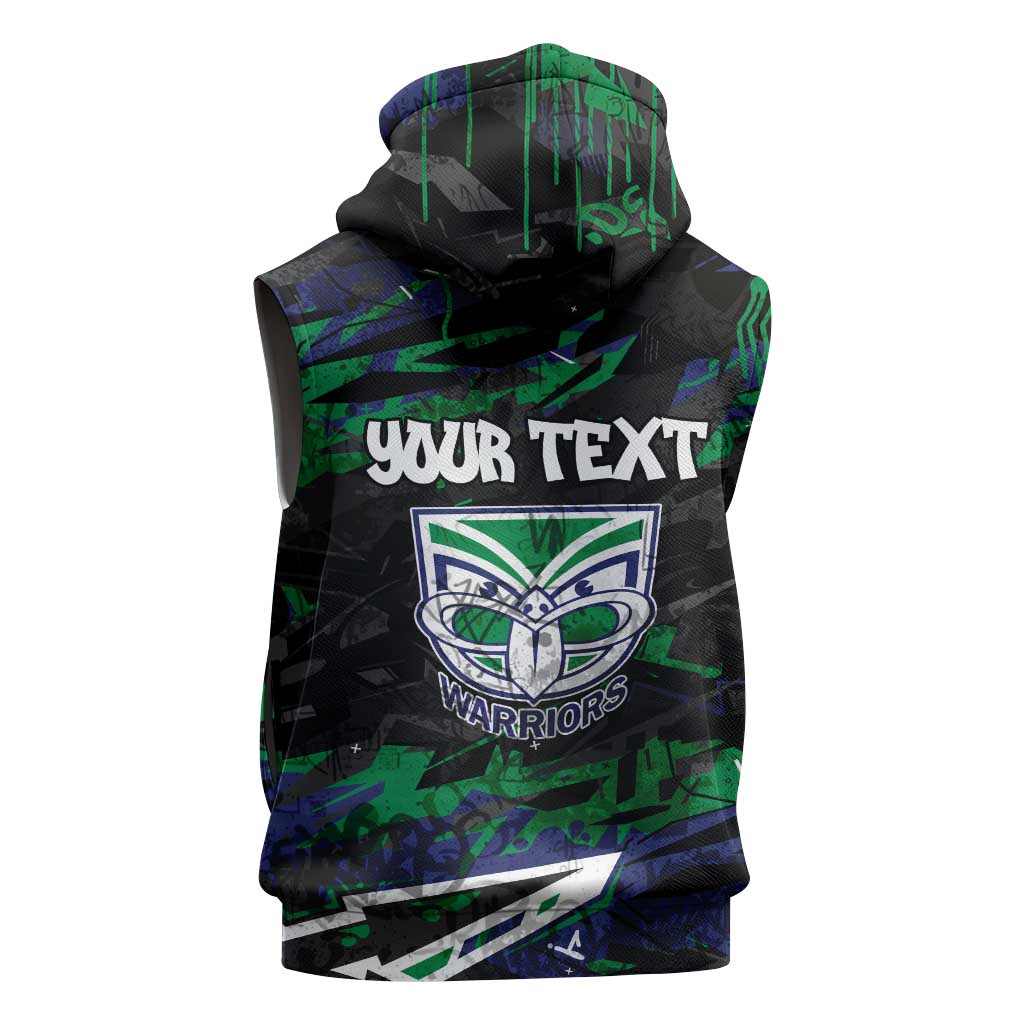 Personalized New Zealand Warriors Sleeveless Hoodie Graffiti Grunge Abstract Urban Street Style Design