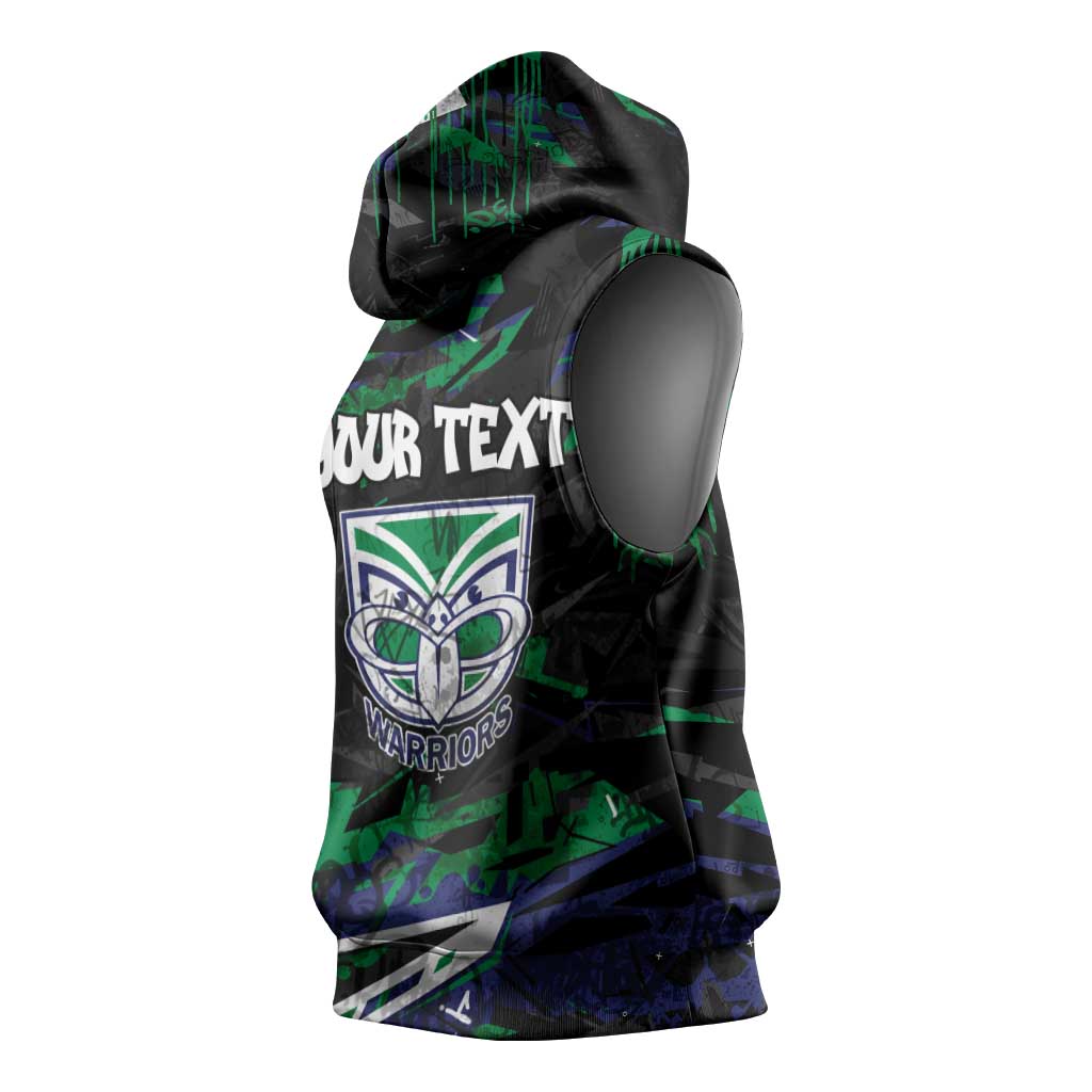 Personalized New Zealand Warriors Sleeveless Hoodie Graffiti Grunge Abstract Urban Street Style Design