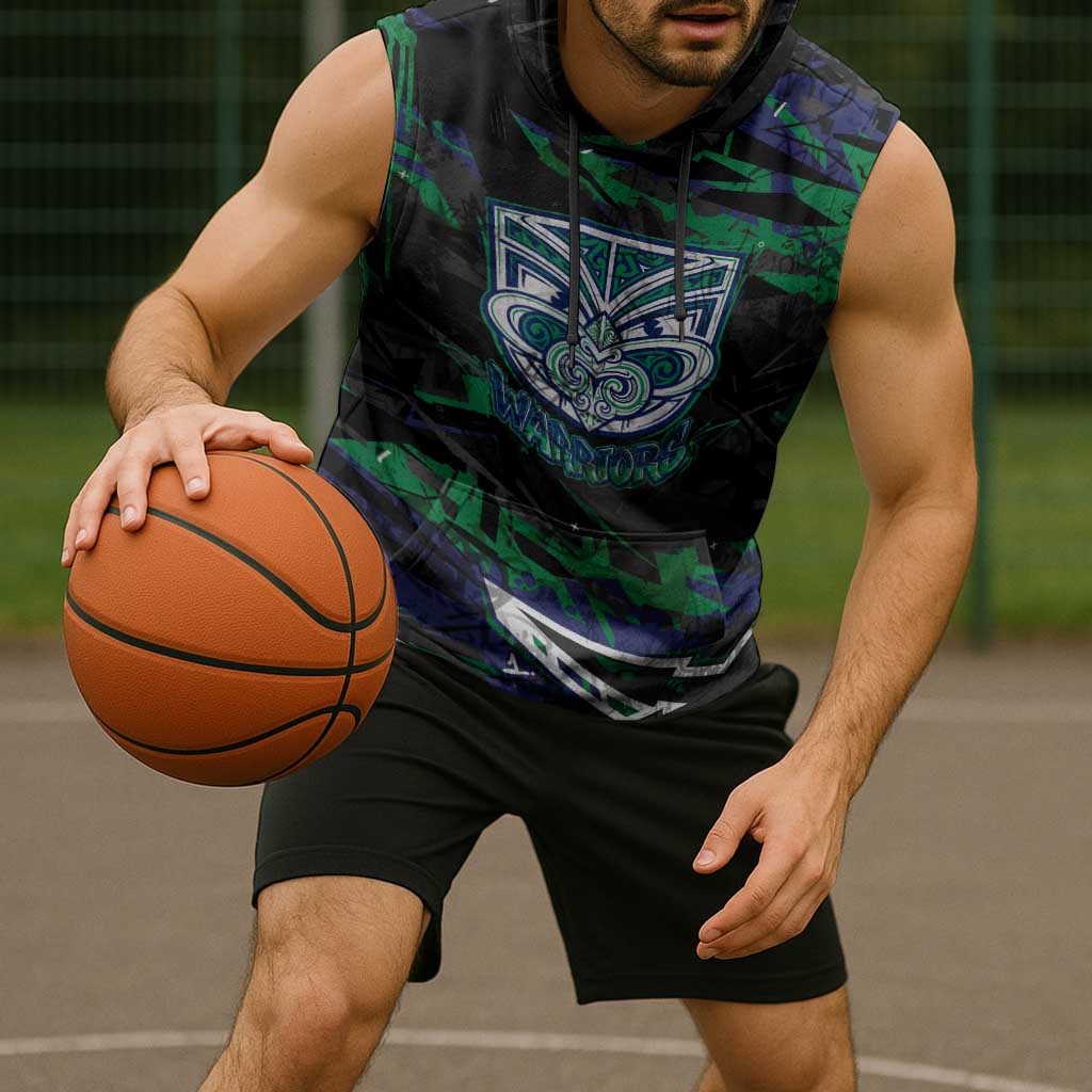 Personalized New Zealand Warriors Sleeveless Hoodie Graffiti Grunge Abstract Urban Street Style Design