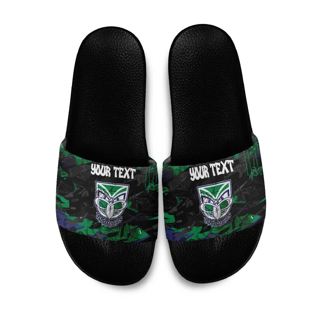 Personalized New Zealand Warriors Slide Sandals Graffiti Grunge Abstract Urban Street Style Design