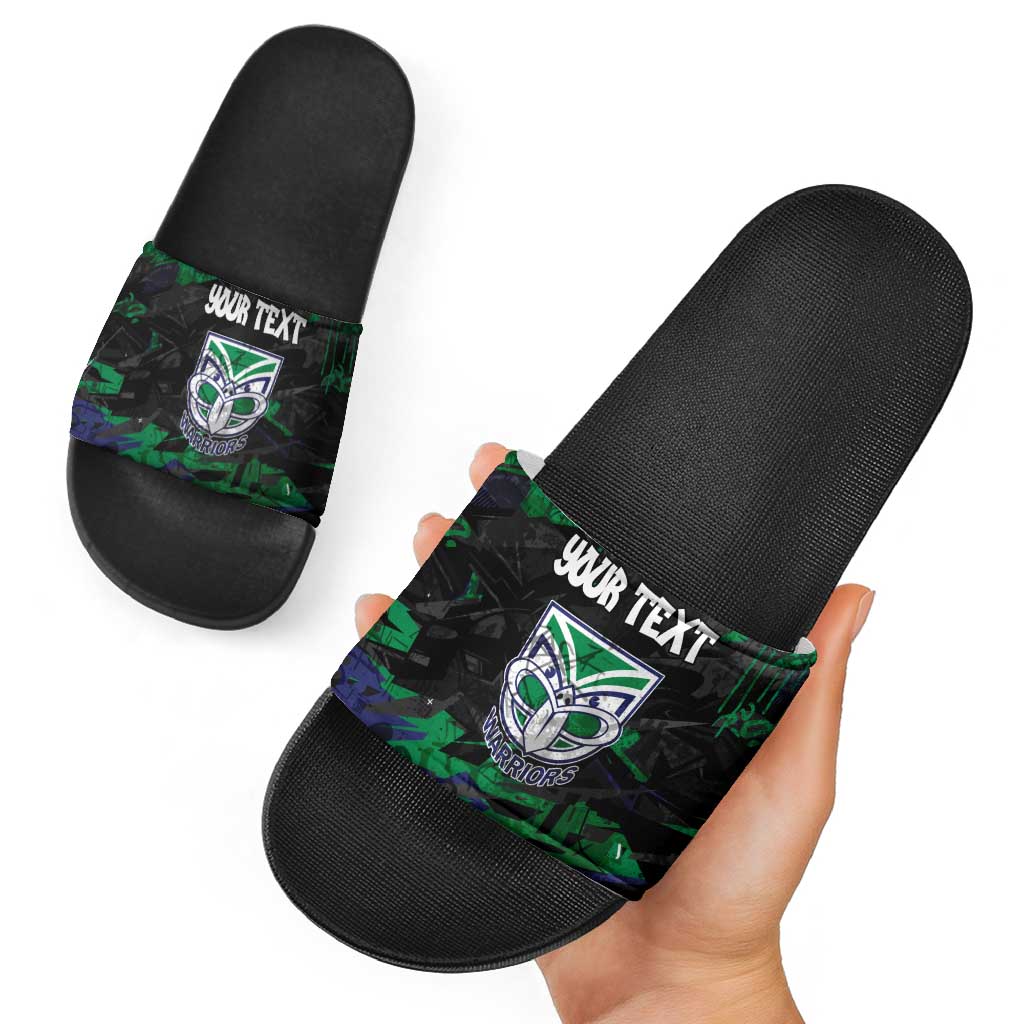 Personalized New Zealand Warriors Slide Sandals Graffiti Grunge Abstract Urban Street Style Design
