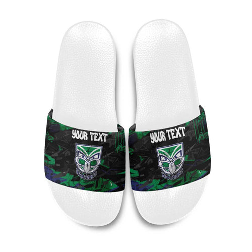 Personalized New Zealand Warriors Slide Sandals Graffiti Grunge Abstract Urban Street Style Design