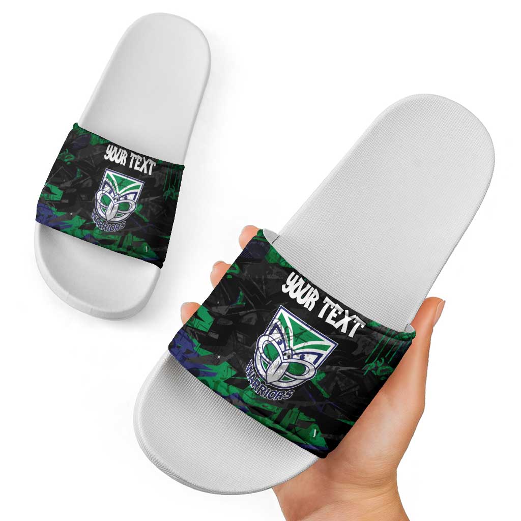 Personalized New Zealand Warriors Slide Sandals Graffiti Grunge Abstract Urban Street Style Design