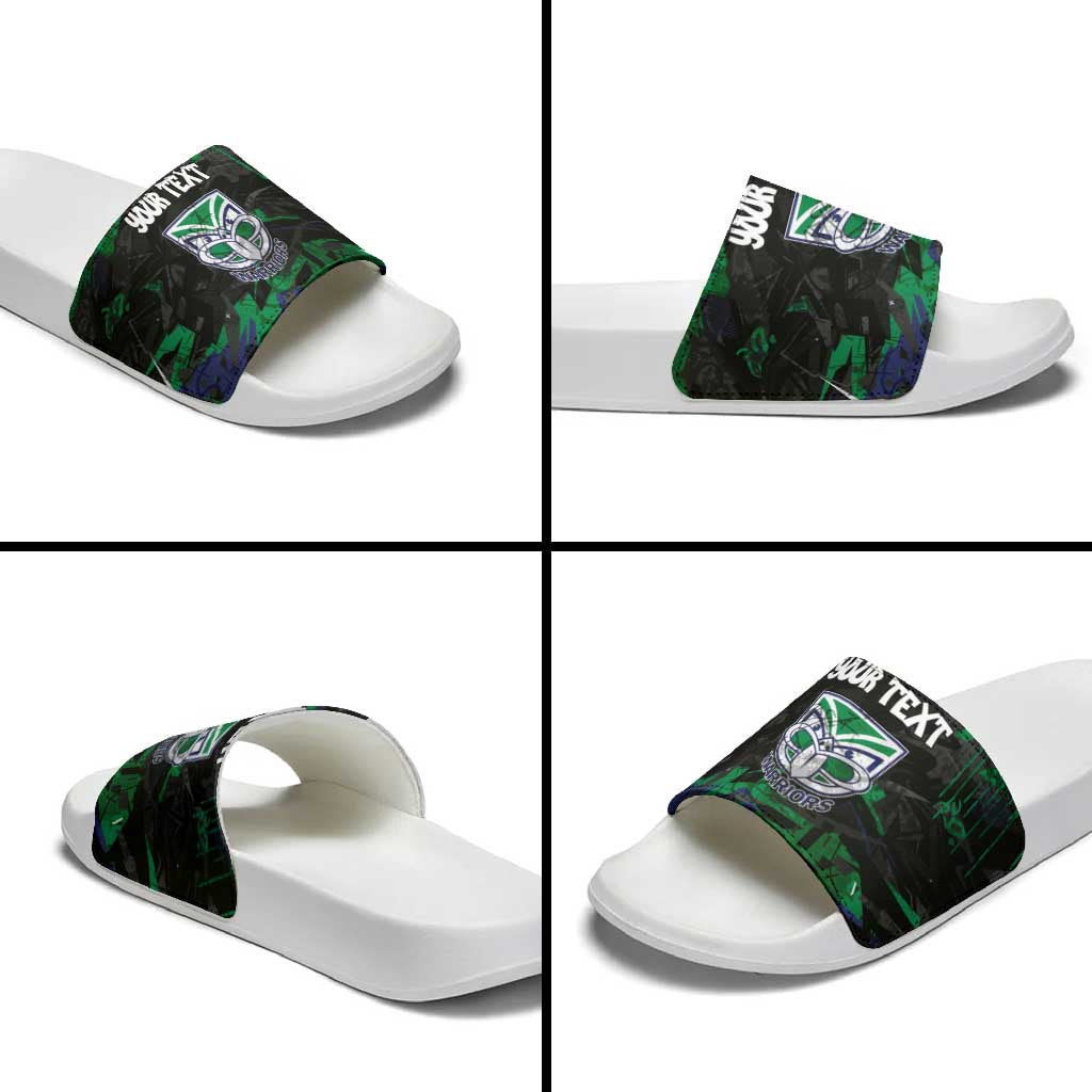 Personalized New Zealand Warriors Slide Sandals Graffiti Grunge Abstract Urban Street Style Design