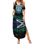 Personalized New Zealand Warriors Summer Maxi Dress Graffiti Grunge Abstract Urban Street Style Design