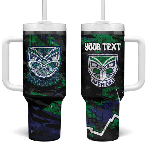 Personalized New Zealand Warriors Tumbler With Handle Graffiti Grunge Abstract Urban Street Style Design