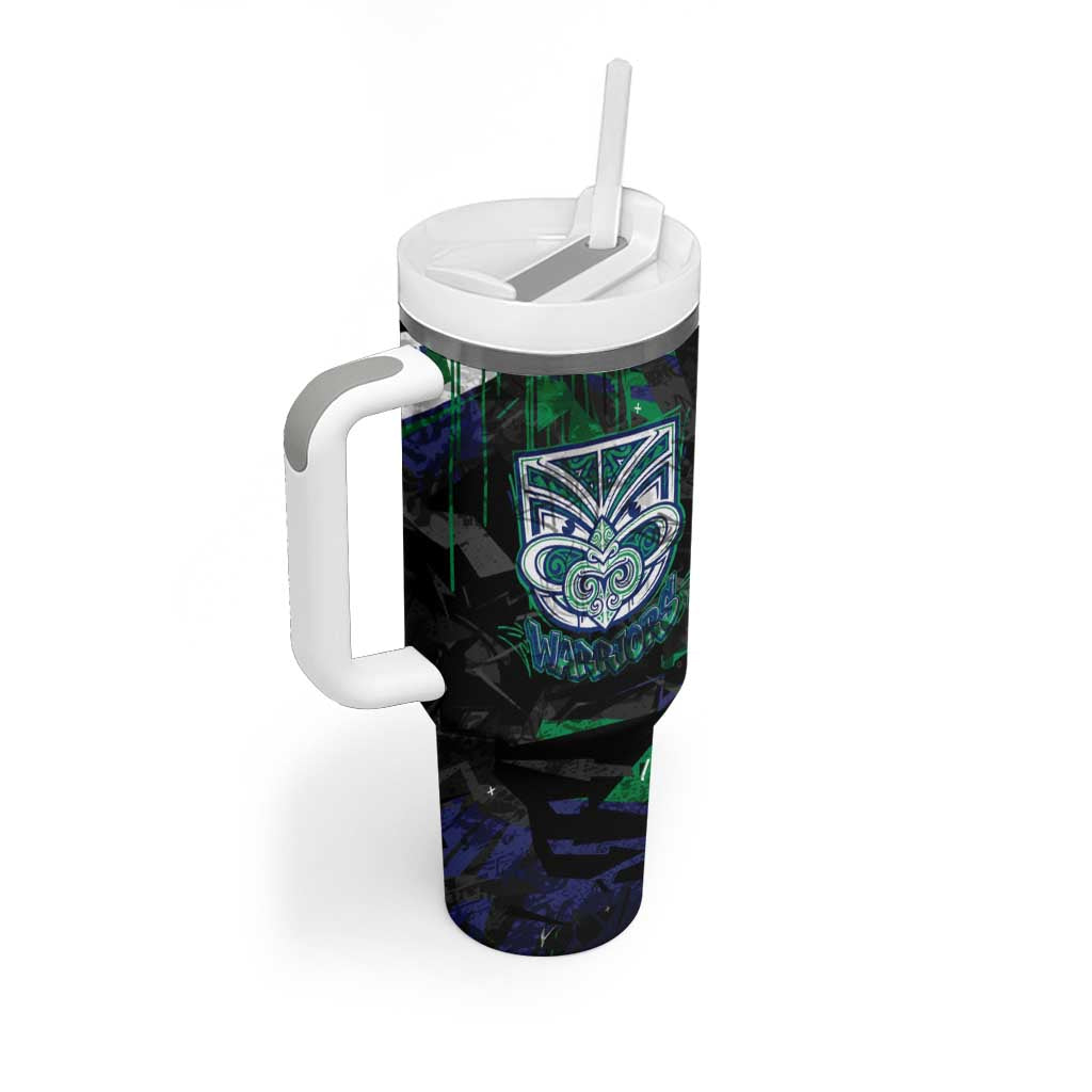 Personalized New Zealand Warriors Tumbler With Handle Graffiti Grunge Abstract Urban Street Style Design