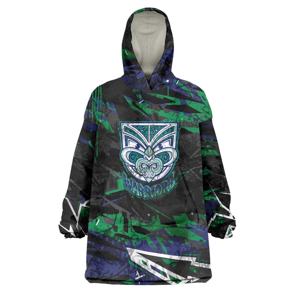 Personalized New Zealand Warriors Wearable Blanket Hoodie Graffiti Grunge Abstract Urban Street Style Design