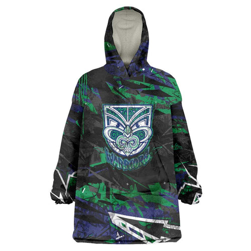 Personalized New Zealand Warriors Wearable Blanket Hoodie Graffiti Grunge Abstract Urban Street Style Design