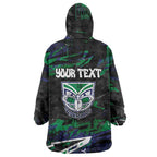Personalized New Zealand Warriors Wearable Blanket Hoodie Graffiti Grunge Abstract Urban Street Style Design
