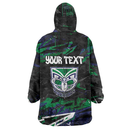 Personalized New Zealand Warriors Wearable Blanket Hoodie Graffiti Grunge Abstract Urban Street Style Design