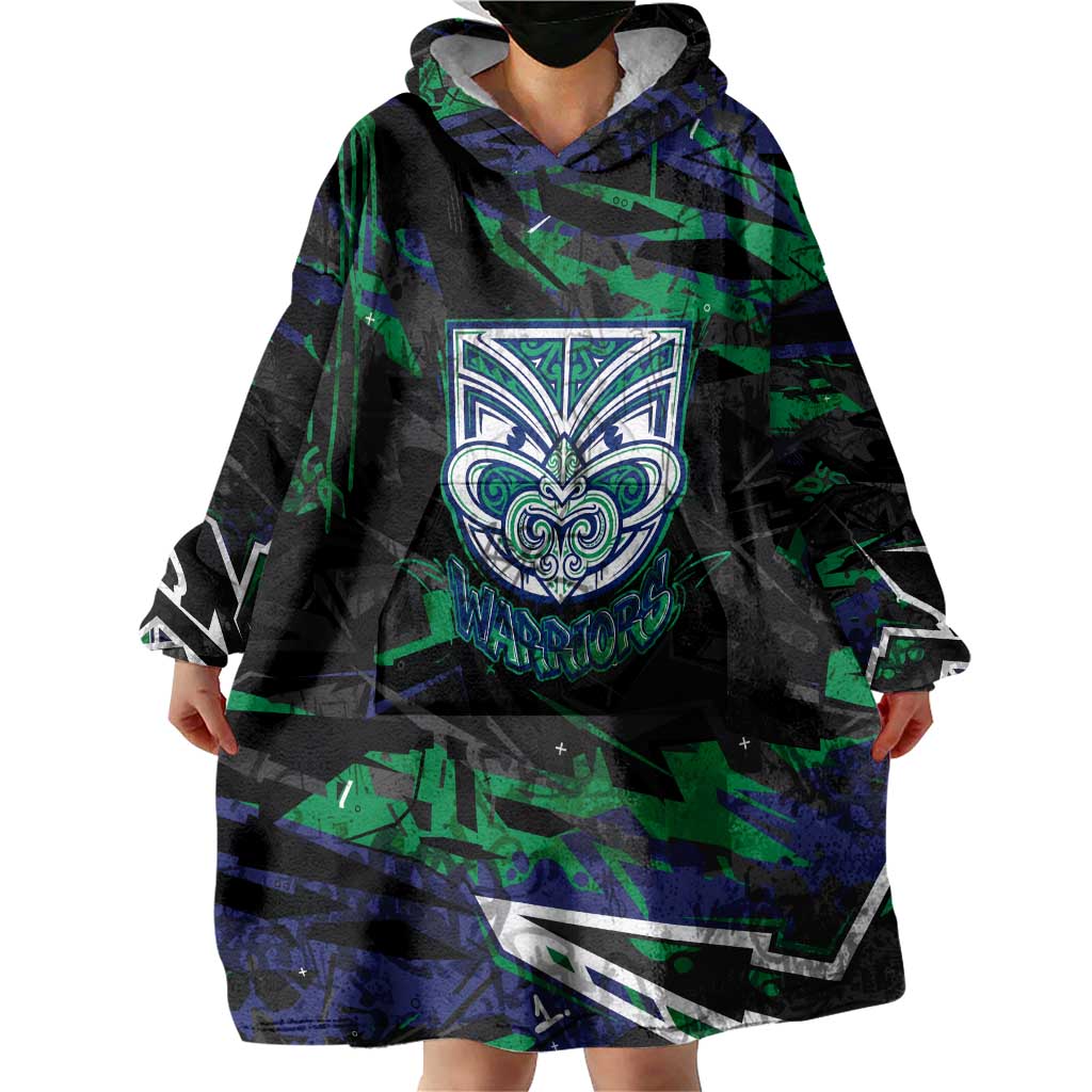 Personalized New Zealand Warriors Wearable Blanket Hoodie Graffiti Grunge Abstract Urban Street Style Design