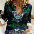Personalized New Zealand Warriors Women Casual Shirt Graffiti Grunge Abstract Urban Street Style Design