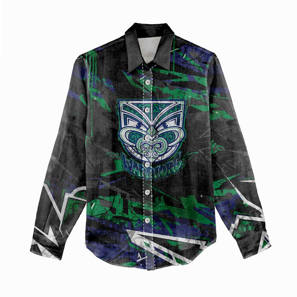 Personalized New Zealand Warriors Women Casual Shirt Graffiti Grunge Abstract Urban Street Style Design