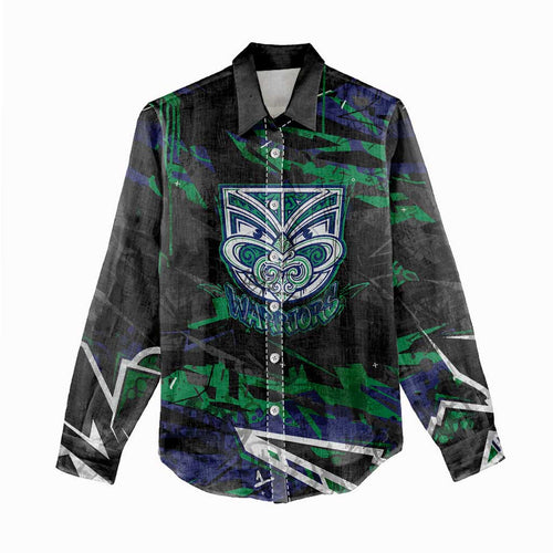 Personalized New Zealand Warriors Women Casual Shirt Graffiti Grunge Abstract Urban Street Style Design