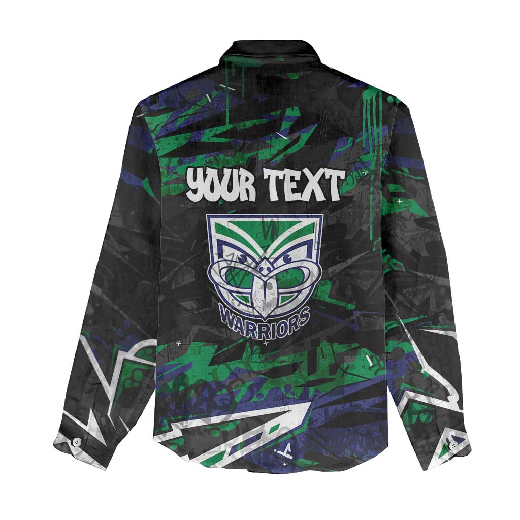 Personalized New Zealand Warriors Women Casual Shirt Graffiti Grunge Abstract Urban Street Style Design