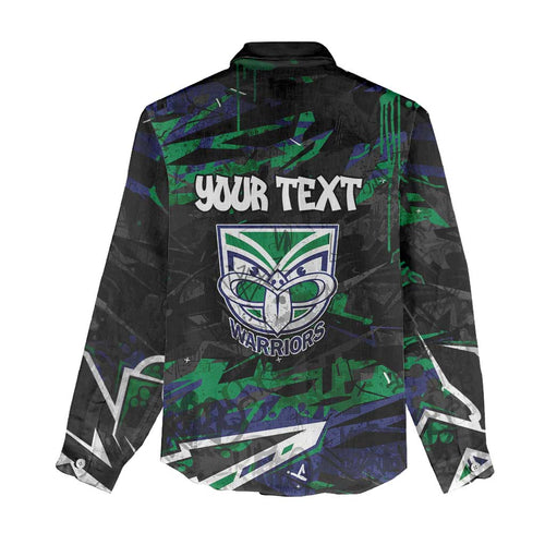 Personalized New Zealand Warriors Women Casual Shirt Graffiti Grunge Abstract Urban Street Style Design
