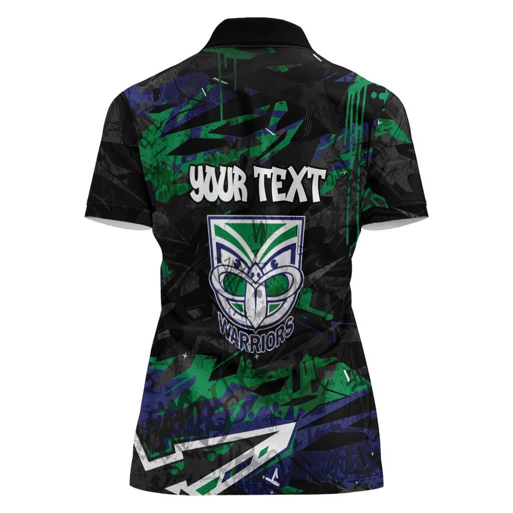 Personalized New Zealand Warriors Women Polo Shirt Graffiti Grunge Abstract Urban Street Style Design