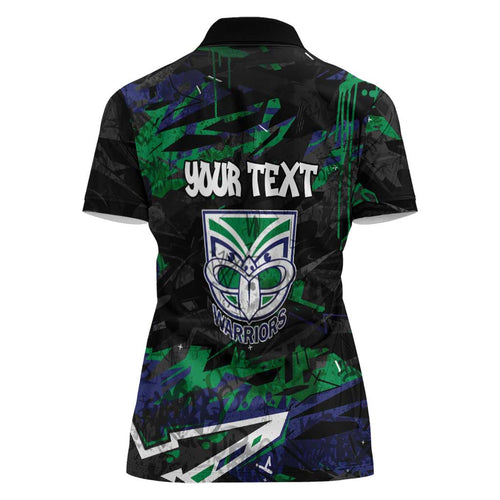 Personalized New Zealand Warriors Women Polo Shirt Graffiti Grunge Abstract Urban Street Style Design