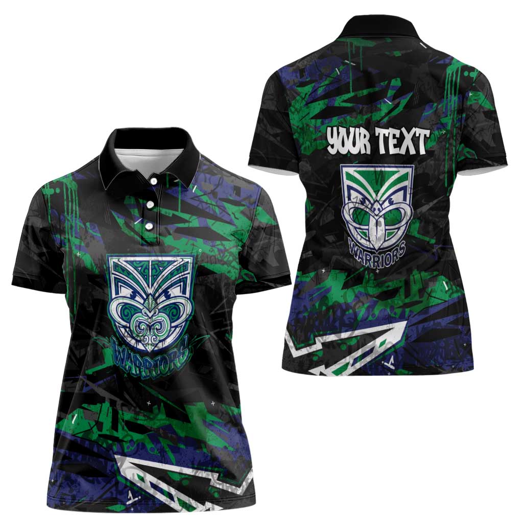 Personalized New Zealand Warriors Women Polo Shirt Graffiti Grunge Abstract Urban Street Style Design