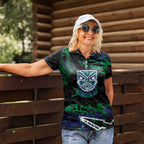 Personalized New Zealand Warriors Women Polo Shirt Graffiti Grunge Abstract Urban Street Style Design