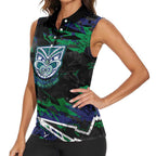 Personalized New Zealand Warriors Women Sleeveless Polo Shirt Graffiti Grunge Abstract Urban Street Style Design