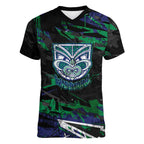 Personalized New Zealand Warriors Women V-Neck T-Shirt Graffiti Grunge Abstract Urban Street Style Design