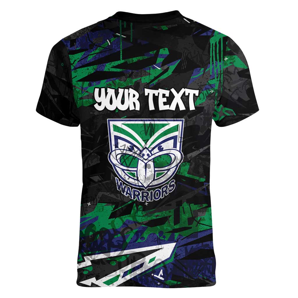 Personalized New Zealand Warriors Women V-Neck T-Shirt Graffiti Grunge Abstract Urban Street Style Design