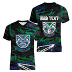 Personalized New Zealand Warriors Women V-Neck T-Shirt Graffiti Grunge Abstract Urban Street Style Design