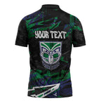 Personalized New Zealand Warriors Zipper Polo Shirt Graffiti Grunge Abstract Urban Street Style Design