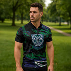 Personalized New Zealand Warriors Zipper Polo Shirt Graffiti Grunge Abstract Urban Street Style Design