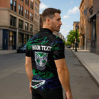 Personalized New Zealand Warriors Zipper Polo Shirt Graffiti Grunge Abstract Urban Street Style Design