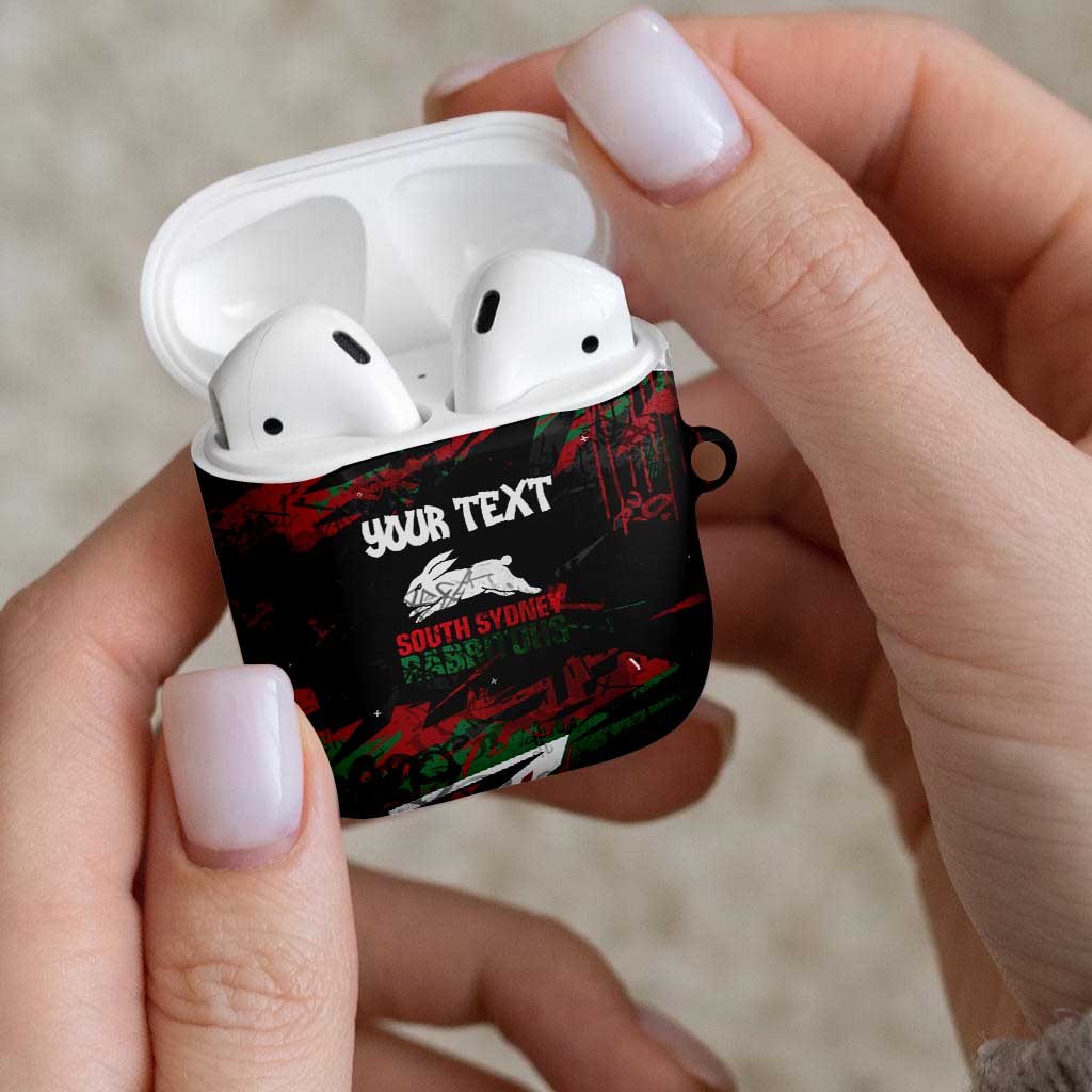 Personalized South Sydney Rabbitohs AirPods Case Graffiti Grunge Abstract Urban Street Style Design